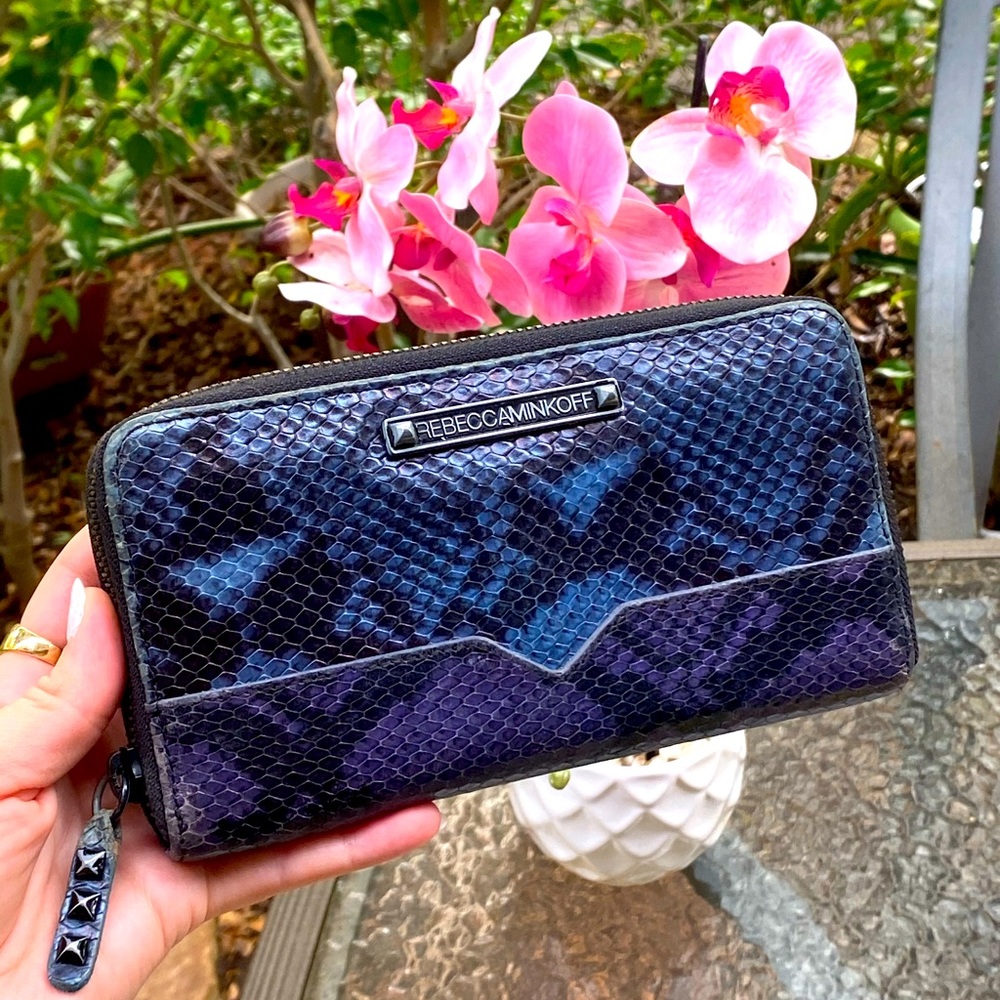Rebecca Minkoff Blue & Purple Snakeskin Zip Wallet - Picture 16 of 16